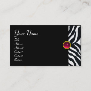 ROSA,LILA BLACK WHITE ZEBRA PÄLS MONOGRAM fuchsia Visitkort