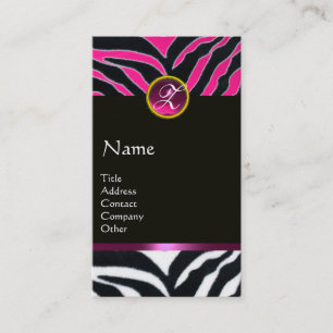 ROSA,LILA BLACK WHITE ZEBRA PÄLS MONOGRAM VISITKORT