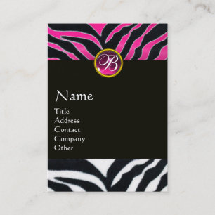 ROSA,LILA BLACK WHITE ZEBRA PÄLS MONOGRAM VISITKORT