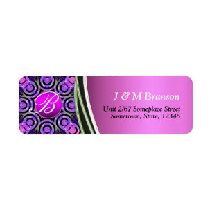 Rosa Lila Bling Monogram-adressetikett Returadress Etikett