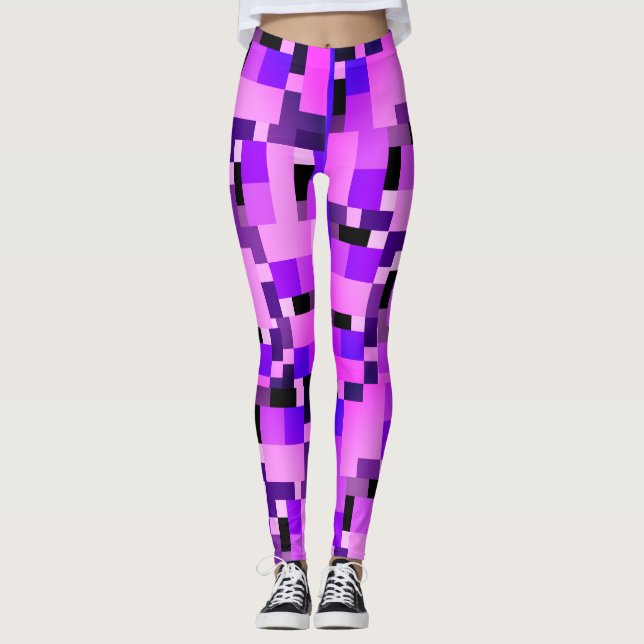 Rosa lila block leggings (Framsida)
