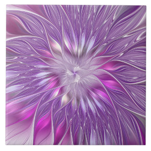 Rosa Lila Blomma Passion Abstract Fraktal Konst Kakelplatta