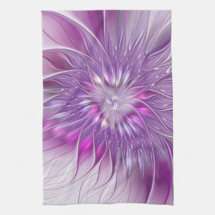 Rosa Lila Blomma Passion Abstract Fraktal Konst Kökshandduk