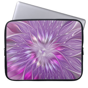 Rosa Lila Blomma Passion Abstract Fraktal Konst Laptop Fodral