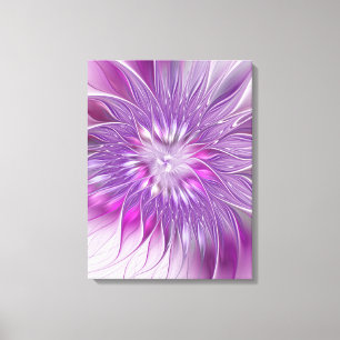 Rosa lila blomma passion abstrakt fraktal konst canvastryck