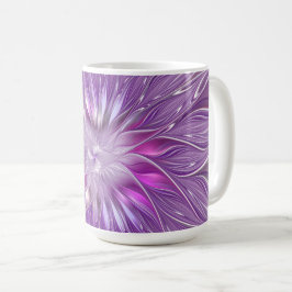 Rosa lila blomma passion abstrakt fraktal konst kaffemugg