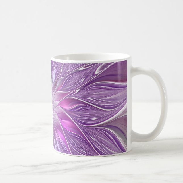 Rosa Lila Blomma Passion Abstrakt Fraktal Konst Kaffemugg (Höger)