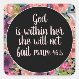 Rosa lila blommande kristen Bibel Gud inom henne Fyrkantigt Klistermärke