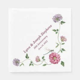 Rosa & lila blommande vinranka pappersservett