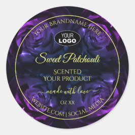 Rosa Lila Blommar Ro Product Label Add Logotyp Runt Klistermärke