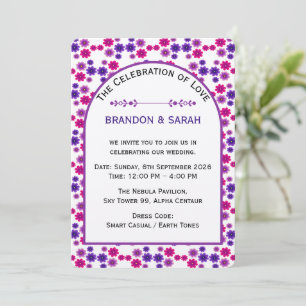 Rosa & lila blommar Symmetrisk mini floral Inbjudningar