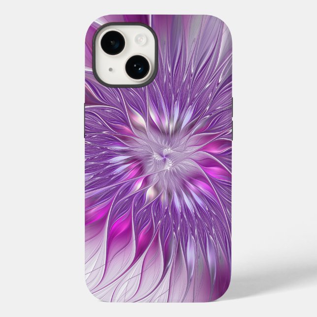 Rosa Lila Blommens passion Abstrakt Fractal Art (Baksida)