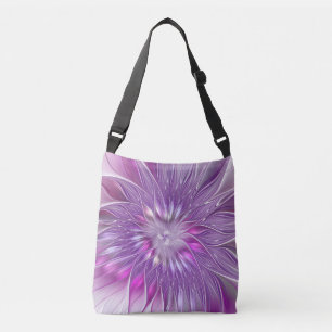 Rosa Lila Blommens passion Abstrakt Fractal Art Axelväska