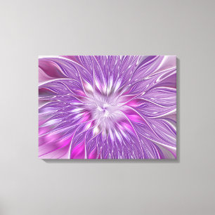 Rosa Lila Blommens passion Abstrakt Fractal Art Canvastryck