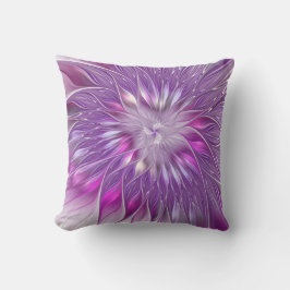 Rosa Lila Blommens passion Abstrakt Fractal Art Kudde
