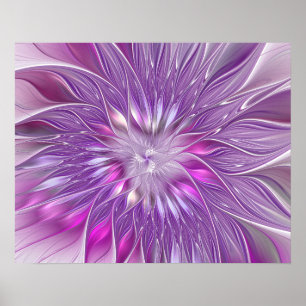 Rosa Lila Blommens passion Abstrakt Fractal Art Poster