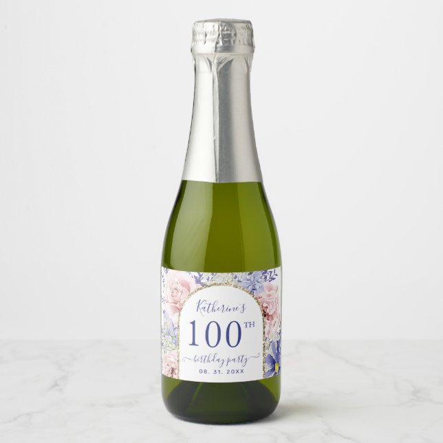 Rosa Lila Blommigt 100:e Födelsedagsfesten (Framsida)