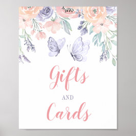 Rosa Lila Blommigt Butterfly Gifts & Cards Sign Poster