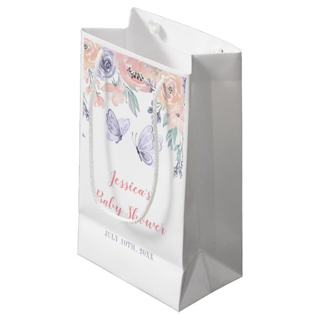 Rosa Lila Blommigt Butterfly Girl Baby Shower (Framsidan Vinklad)