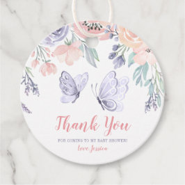 Rosa Lila Blommigt Butterfly Girl Baby Shower Gåvor Etiketter