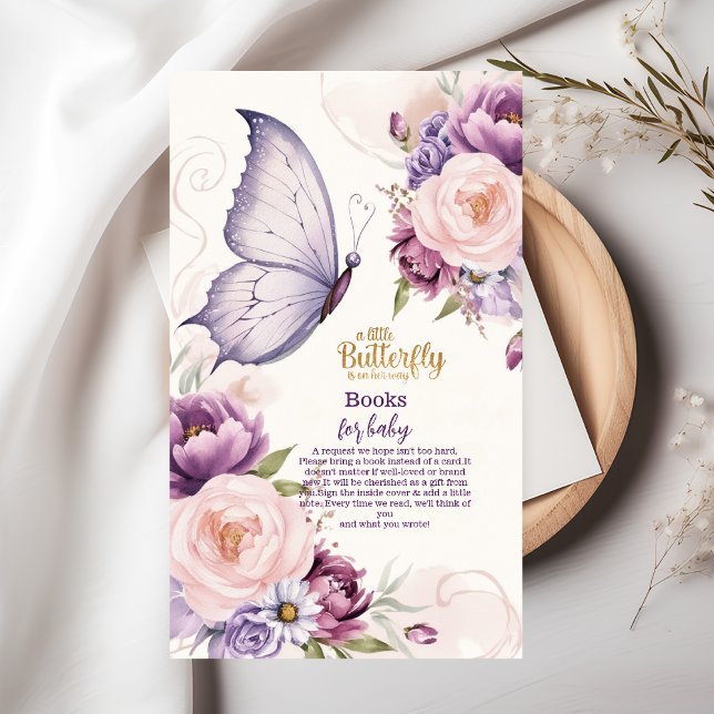 Rosa Lila Blommigt Butterfly Girl Bokar för Baby Tilläggskort (Skapare uppladdad)