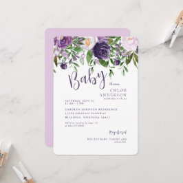 Rosa & Lila Blommigt Flicka Shower Inbjudningar