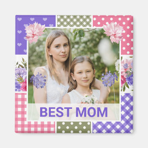 Rosa & Lila Blommigt för vattenfärgsmönster, b Magnet