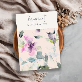  Rosa Lila Blommigt Necklace Band Holder Visitkort