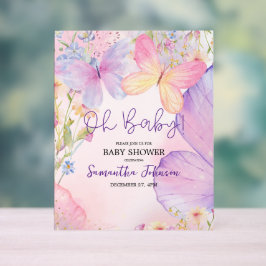 Rosa Lila Blommigt Oh Baby Butterfly Baby dusch