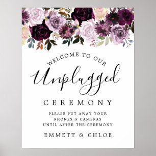 Rosa Lila Blommigt Opluggad Bröllop Ceremonisk sig Poster