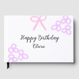 Rosa lila blommigt pastel grattis på födelsedagen gästböcker