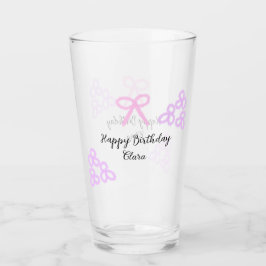 Rosa lila blommigt pastel grattis på födelsedagen glaskopp