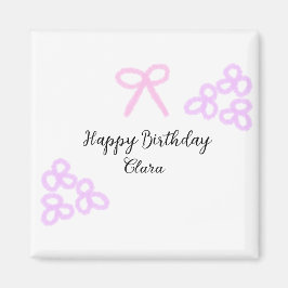 Rosa lila blommigt pastel grattis på födelsedagen magnet