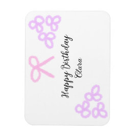 Rosa lila blommigt pastel grattis på födelsedagen magnet