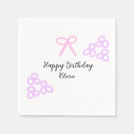 Rosa lila blommigt pastel grattis på födelsedagen pappersservett