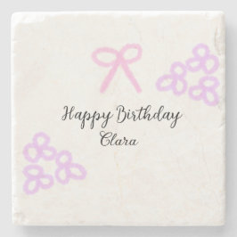 Rosa lila blommigt pastel grattis på födelsedagen stenunderlägg