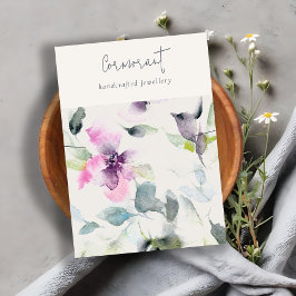 Rosa Lila Blommigt Script Band Holder Visitkort