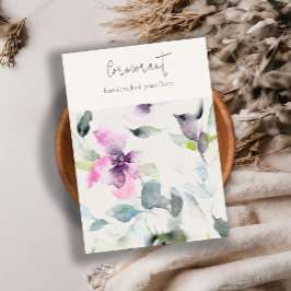 Rosa Lila Blommigt Script Blank Jewelry Holder Visitkort