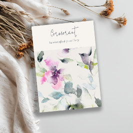 Rosa Lila Blommigt Script Earring Stud Holder Visitkort