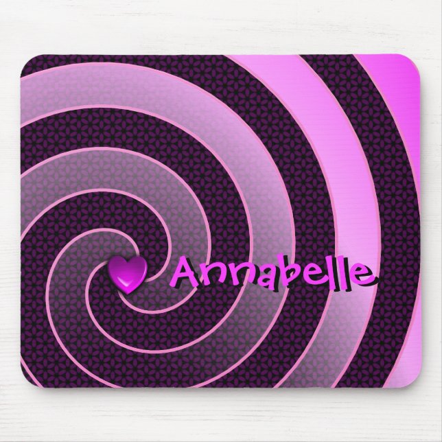 Rosa Lila Blommigt Spiral Personlig Mousepad Musmatta (Framsidan)