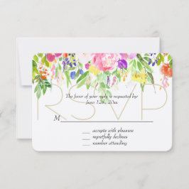 Rosa Lila Blommigt Watercolor Guld Gnistra OSA Kort
