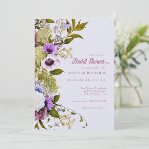 Rosa lila blommor Bloom Bridal Shower Inbjudningar