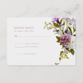 Rosa lila blommor | Bloom Bröllop RSVP-kort Tilläggskort