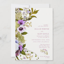 Rosa lila blommor | Bloom Wedding Inbjudningar