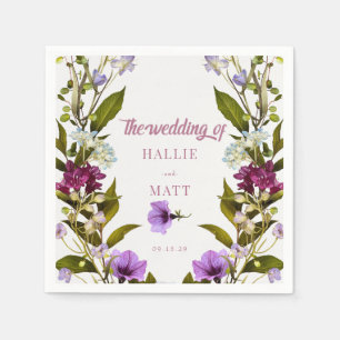 Rosa lila blommor   Bloom Wedding Pappersservett