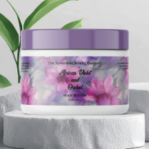 Rosa & Lila blommor Cosmetics Burk-etikett