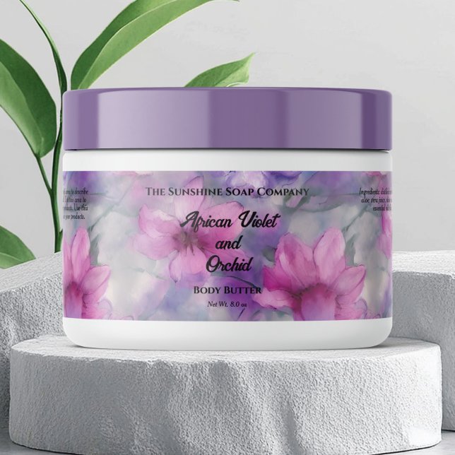 Rosa & Lila blommor Cosmetics Burk-etikett Vattenflaska Etikett (Skapare uppladdad)