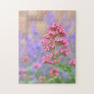 Rosa Lila blommor English Garden Nature Photo Pussel