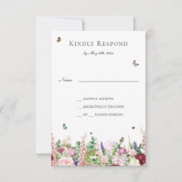 Rosa Lila blommor med Butterflies OSA kort