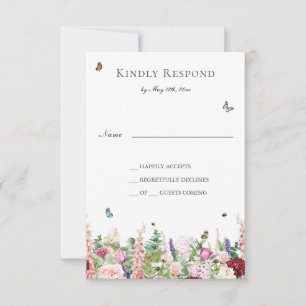 Rosa Lila blommor med Butterflies OSA kort
